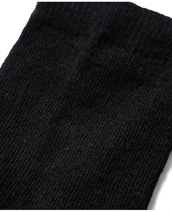 Cute Walk By Babyhug Cotton Knit Mid Calf Length Anti Bacterial Solid Coloured Socks Pack Of 3 - Black