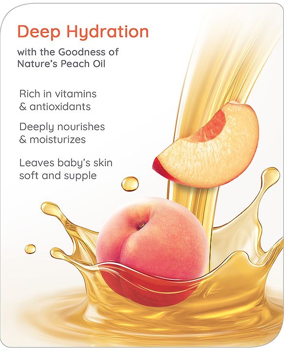 Babyhug Pro Sensitive Peach Massage Oil with Coconut - 200 ml | Deep Nourishment | Sensitive Skin | Paediatrician & Dermatologist Tested | Safe Hypoallergenic Formula | 0+ m