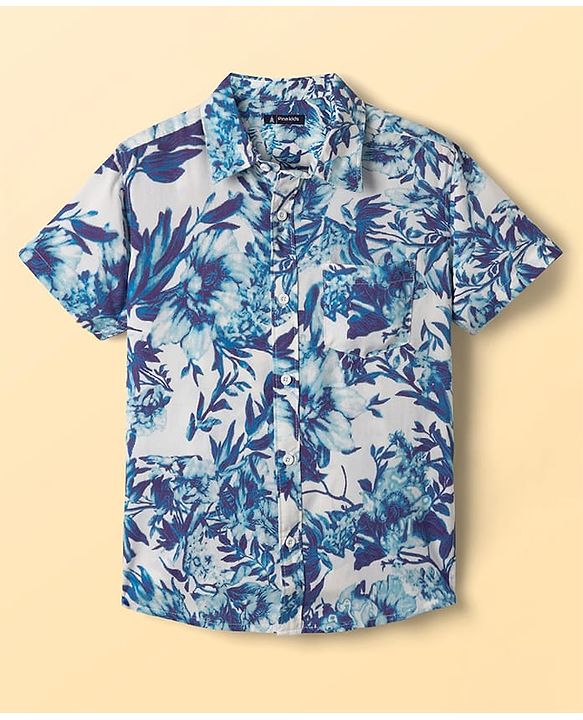 Pine Kids Viscose Woven Half Sleeves Shirt With Floral Print - Multicolour