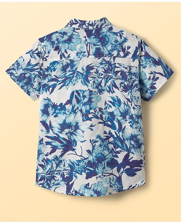 Pine Kids Viscose Woven Half Sleeves Shirt With Floral Print - Multicolour