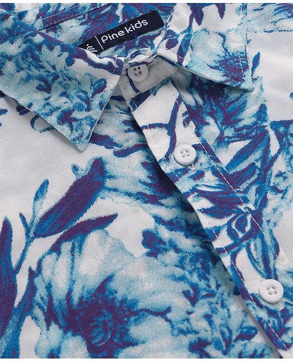 Pine Kids Viscose Woven Half Sleeves Shirt With Floral Print - Multicolour