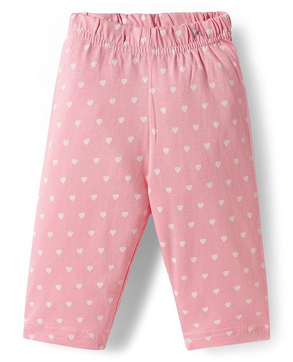 Babyhug Cotton Knit Full Sleeves Co-ords Night Suit with Polka Dots Print - Pink