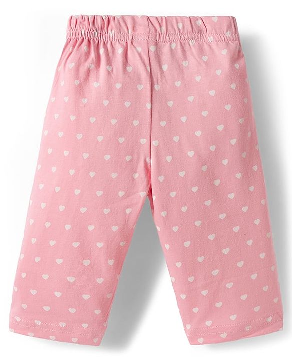 Babyhug Cotton Knit Full Sleeves Co-ords Night Suit with Polka Dots Print - Pink