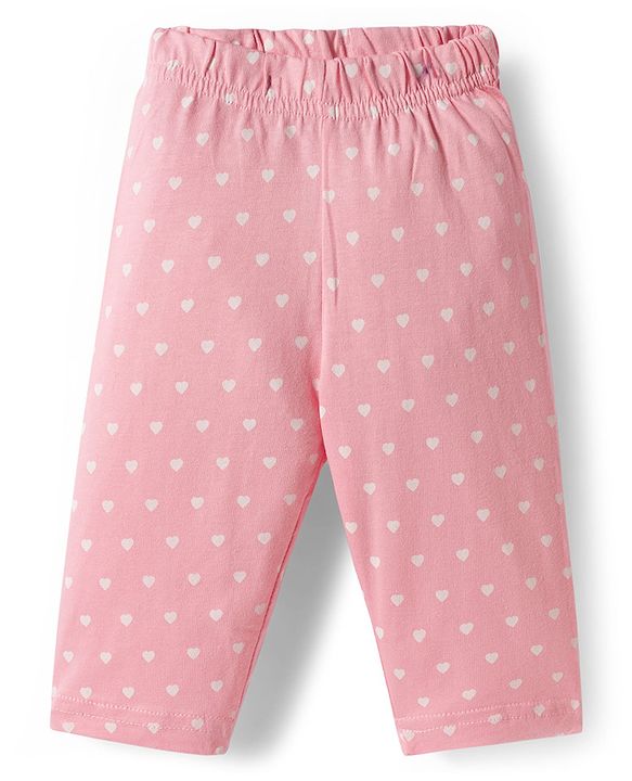 Babyhug Cotton Knit Full Sleeves Co-ords Night Suit with Polka Dots Print - Pink
