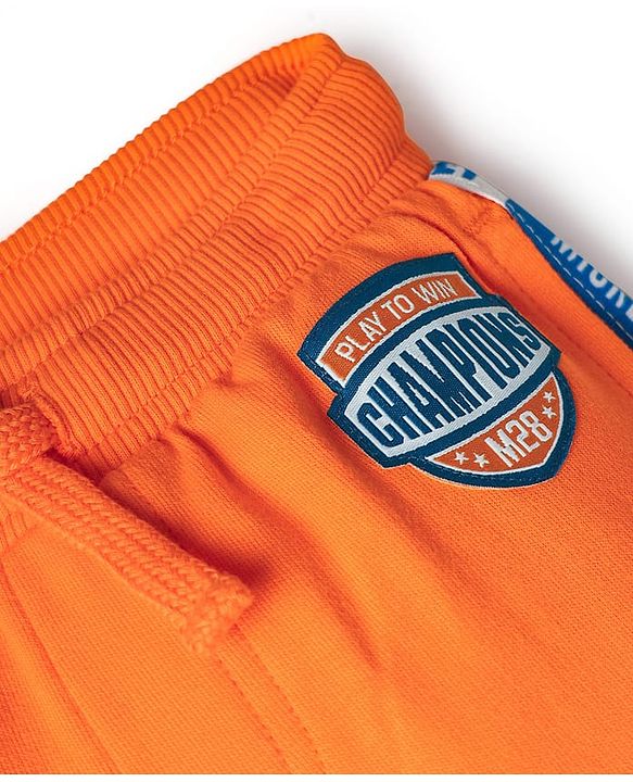 BABYHUG Single Jersey Knitted Full Sleeves T-Shirt & Pant Set With Mickey Mouse Graphic - Orange & White