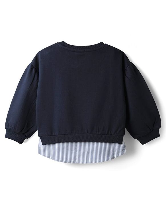 Babyhug Fleece Knit Full Sleeves Sweatshirt With Graphics - Navy Blue