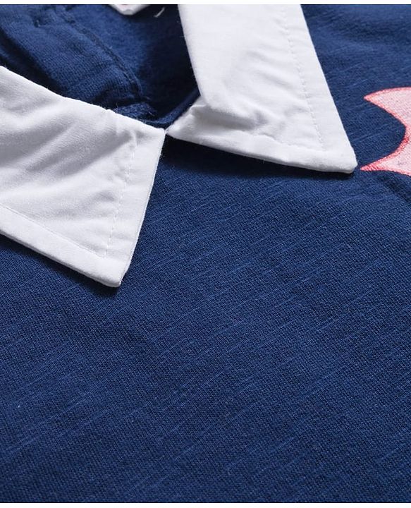 Babyhug Fleece Knit Full Sleeves Overlapped Sweatshirt With Front & Back Cherry Print - Navy Blue