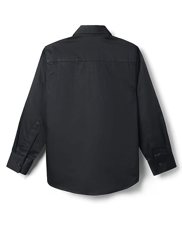 Pine Kids Cotton Woven Full Sleeves Solid Color Party Shirt - Black