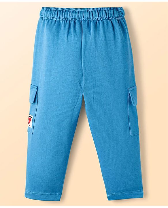 Babyhug Disney Single Jersey Knit Full Sleeves Cut and Sew Polo T-Shirt & Lounge Pants Set with Cars Graphic - Red & Blue