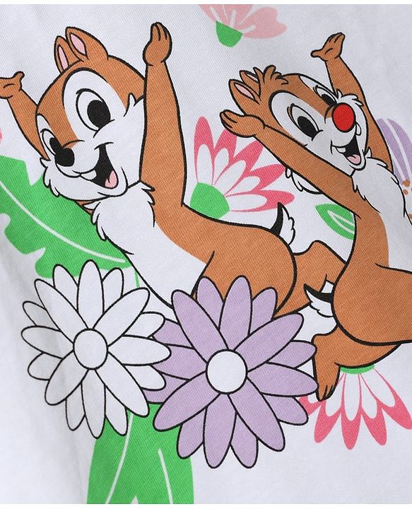 Babyhug Disney 100% Cotton Knit Full Sleeves T-Shirt & Skirt Set With Chip N Dale Graphic - Purple