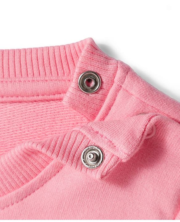 Babyhug Cotton Knit Full Sleeves Sweatshirt with Unicorn Applique - Pink