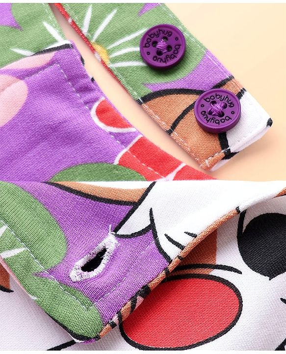 Babyhug Disney Single Jersey Knit Full Sleeve T-Shirt & Dungaree Set with Chip n Dale Graphic - Lilac & White