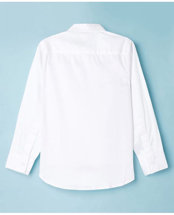 Pine Kids Cotton Woven Full Sleeves Solid Party Shirt with Attached Bow - White