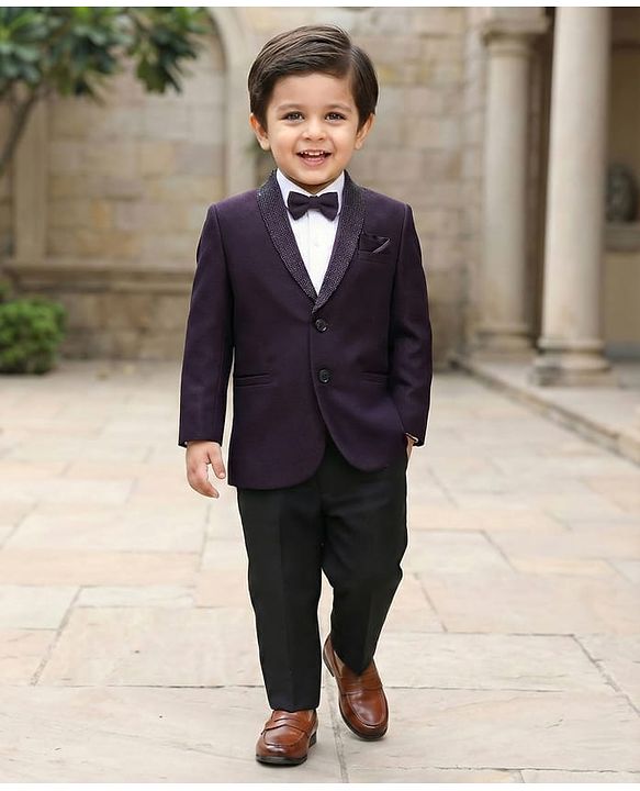 Babyhug Knit Full Sleeves Solid Color 3 Piece Suit with Bow - Wine Black