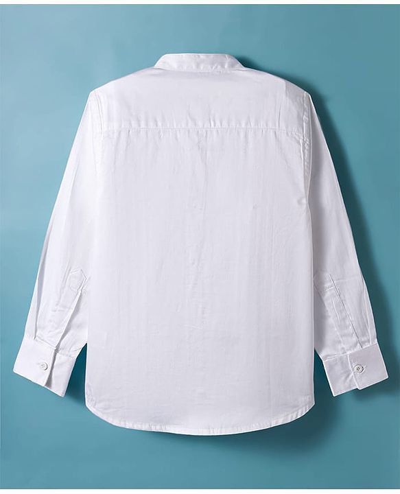 Pine Kids Cotton Woven Full Sleeves Solid Color Party Shirt with Pintuck Detailing - White