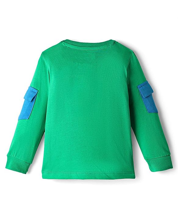Babyhug Disney Single Jersey Knit Full Sleeves T-Shirt & Lounge Pant Set with Lion King Graphic and Badge Detailing - Green & Blue