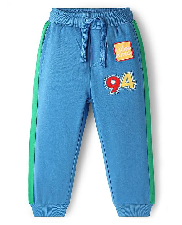 Babyhug Disney Single Jersey Knit Full Sleeves T-Shirt & Lounge Pant Set with Lion King Graphic and Badge Detailing - Green & Blue