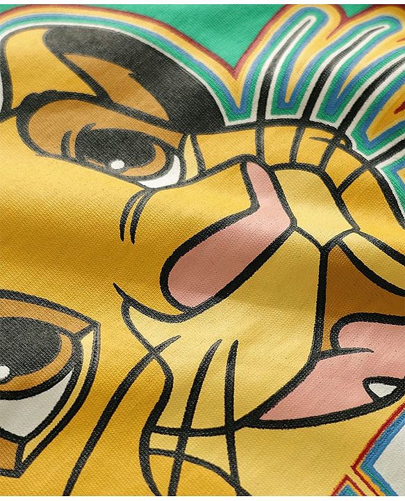 Babyhug Disney Single Jersey Knit Full Sleeves T-Shirt & Lounge Pant Set with Lion King Graphic and Badge Detailing - Green & Blue