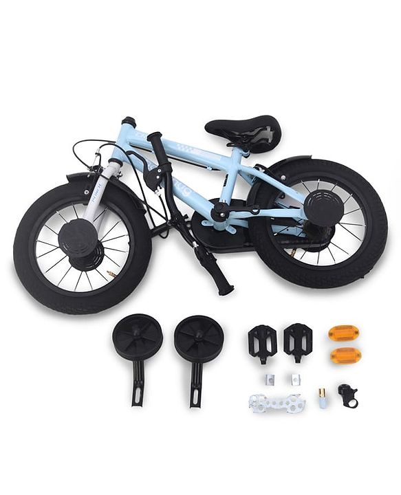 Babyhug Cruise Bicycle for Kids Cycle for 3 to 5 Years Boys & Girls 14T Inches- Blue| 90% Pre-Installed| Sturdy Frame| Training Wheels| Durable Brake| Rubber Tyres| Height Adjustable Seat and Handle