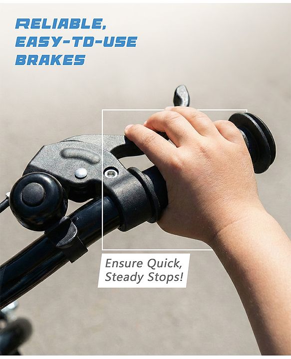 Babyhug Cruise Bicycle for Kids Cycle for 3 to 5 Years Boys & Girls 14T Inches- Blue| 90% Pre-Installed| Sturdy Frame| Training Wheels| Durable Brake| Rubber Tyres| Height Adjustable Seat and Handle
