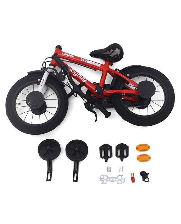 Babyhug Cruise Bicycle for Kids Cycle for 3 to 5 Years Boys & Girls 14T Inches- Blue| 90% Pre-Installed| Sturdy Frame| Training Wheels| Durable Brake| Rubber Tyres| Height Adjustable Seat and Handle