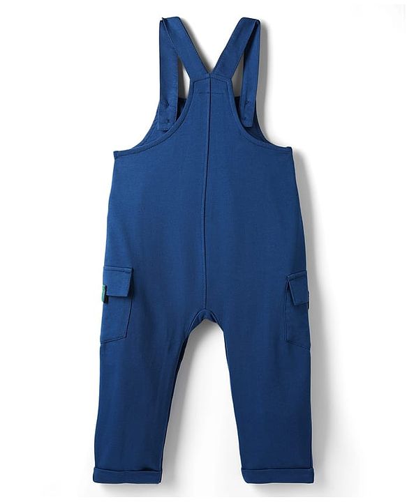 Babyhug Disney Single Jersey Knit Full Sleeves Dungaree & Tee With Mickey Mouse Print - Navy Blue