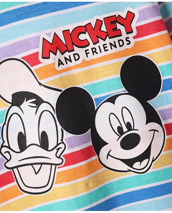 Babyhug Disney Single Jersey Knit Full Sleeves Dungaree & Tee With Mickey Mouse Print - Navy Blue