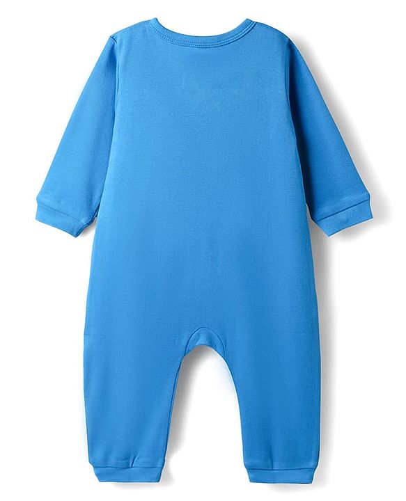 Babyhug Disney Interlock Knit Full Sleeves Rompers with Mickey Mouse & Friends Print - Blue