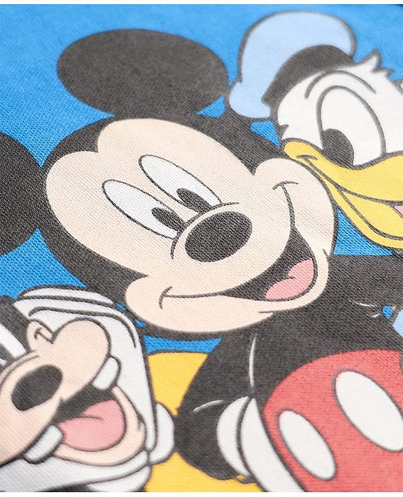 Babyhug Disney Interlock Knit Full Sleeves Rompers with Mickey Mouse & Friends Print - Blue