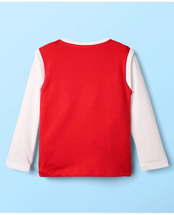 Babyhug Disney Single Jersey Knit Full Sleeves T-Shirt & Joggers Set with Mickey Mouse Graphic - Red White & Black