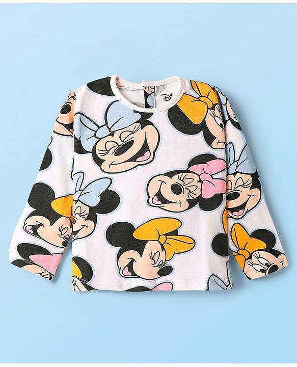 Babyhug Disney 100% Cotton Full Sleeves T- Shirt & Dungaree With Minnie Mouse Graphic - Multi Colour