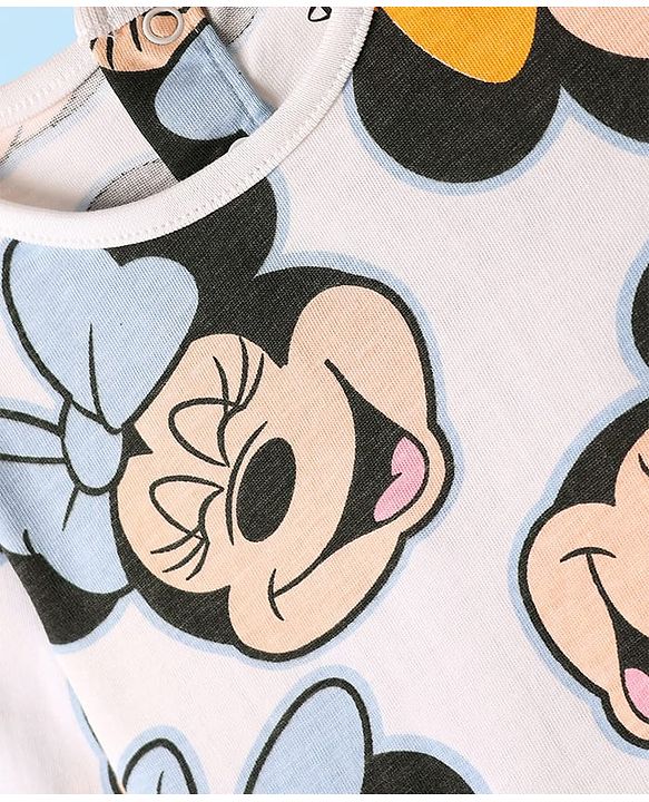 Babyhug Disney 100% Cotton Full Sleeves T- Shirt & Dungaree With Minnie Mouse Graphic - Multi Colour