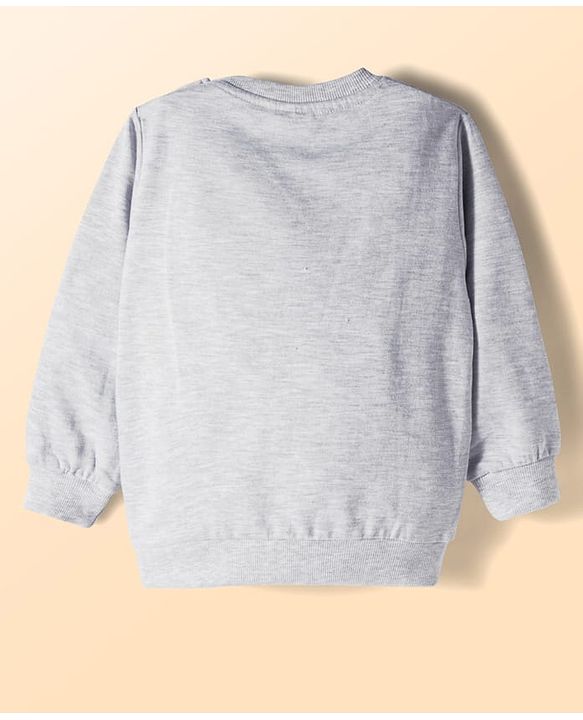Babyhug Cotton Knit Full Sleeves Pullover Sweatshirts with Dino Graphic Pack of 2 - Navy Blue & Light Grey
