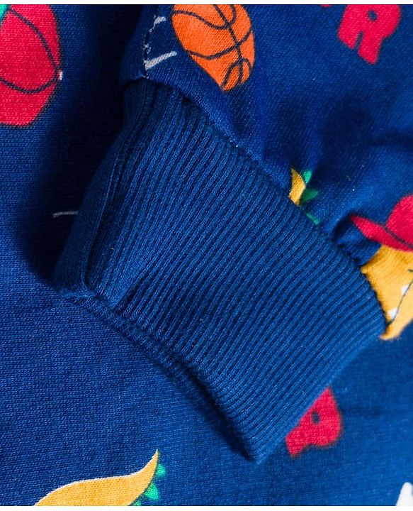 Babyhug Cotton Knit Full Sleeves Pullover Sweatshirts with Dino Graphic Pack of 2 - Navy Blue & Light Grey