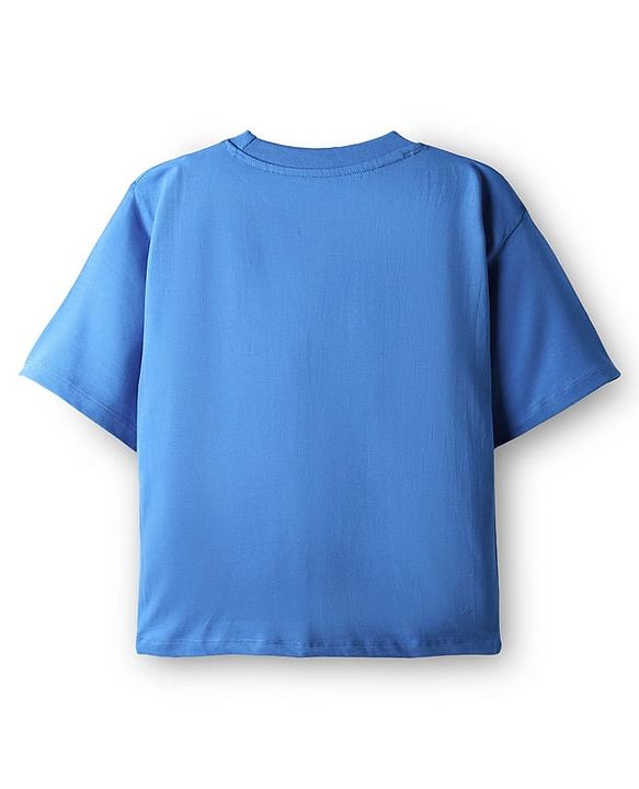 Pine Kids Marvel Single Jersey Knit Drop Shoulder Half Sleeves Oversized T-Shirt & Shorts Set With Iron Man Graphics - Blue
