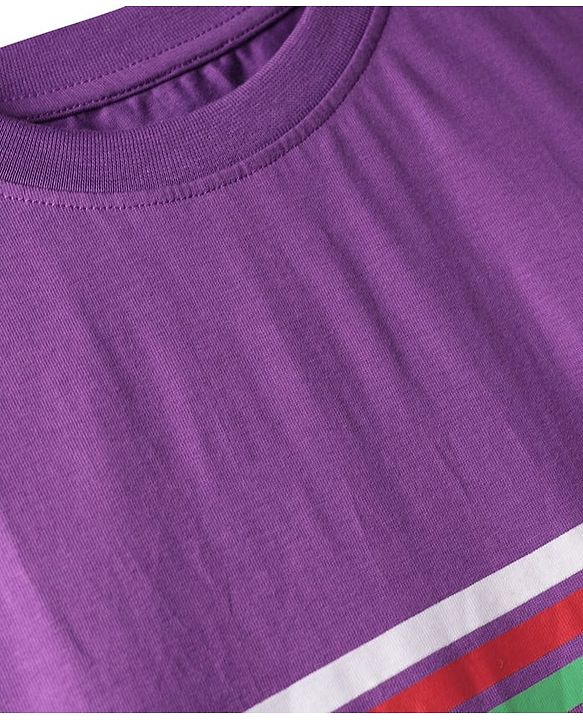 Pine Kids Marvel Single Jersey Knit Drop Shoulder Half Sleeves Oversized T-Shirt & Shorts Set With Avengers Graphics - Purple