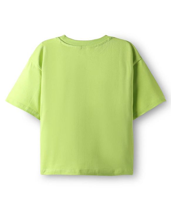 Pine Kids Marvel Single Jersey Knit Drop Shoulder Half Sleeves Oversized T-Shirt & Shorts Set With Spider-Man Graphics - Green