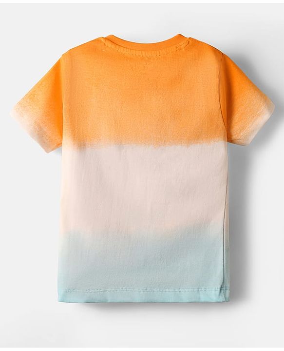 Babyhug Disney Single Jersey Knit Half Sleeves Ombre T-Shirt & Shorts With Mickey Mouse Graphics - Orange