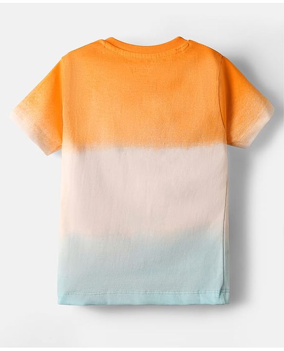 Babyhug Disney Single Jersey Knit Half Sleeves Ombre T-Shirt & Shorts With Mickey Mouse Graphics - Orange