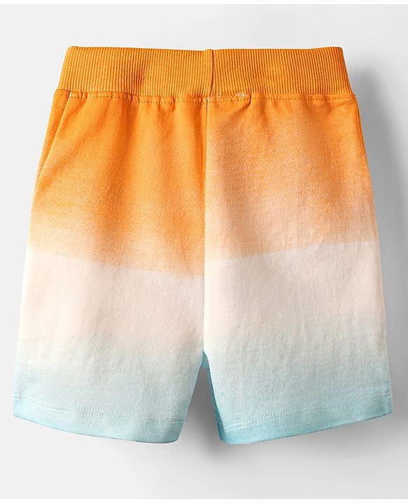Babyhug Disney Single Jersey Knit Half Sleeves Ombre T-Shirt & Shorts With Mickey Mouse Graphics - Orange