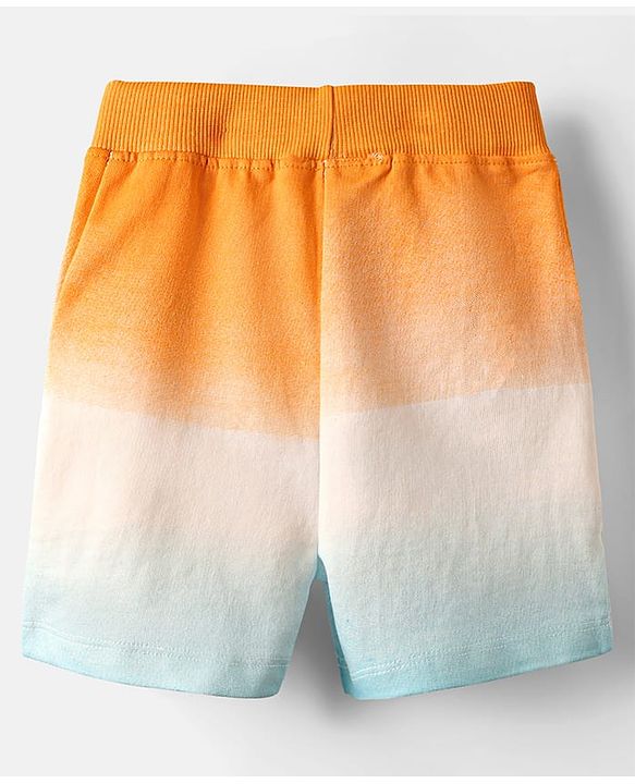 Babyhug Disney Single Jersey Knit Half Sleeves Ombre T-Shirt & Shorts With Mickey Mouse Graphics - Orange