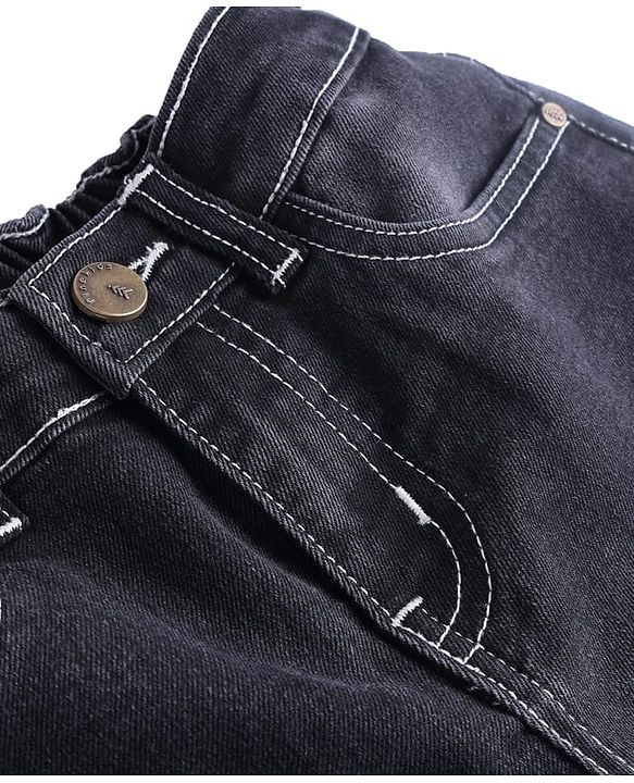Pine Kids Woven Full Length Washed Denim Jeans - Black