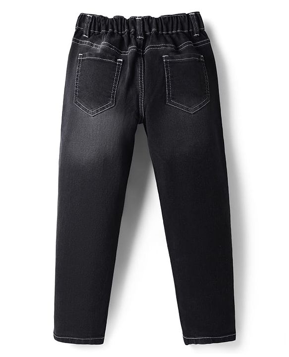 Pine Kids Woven Full Length Washed Denim Jeans - Black