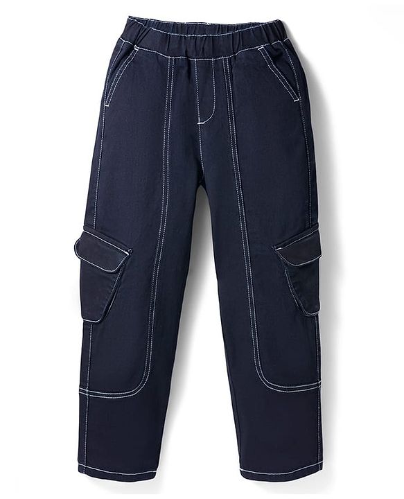 Pine Kids Denim Woven Full Length Washed Jeans - Black