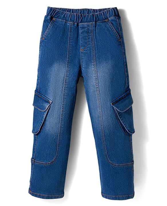 Pine Kids Denim Woven Full Length Washed Jeans - Black