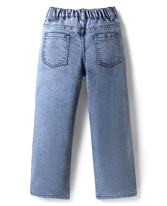 Pine Kids Woven Full Length Washed Denim Jeans - Light Blue