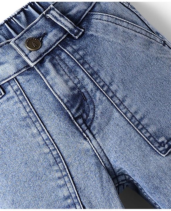 Pine Kids Woven Full Length Washed Denim Jeans - Light Blue
