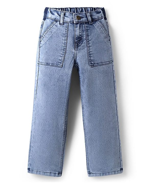 Pine Kids Woven Full Length Washed Denim Jeans - Light Blue