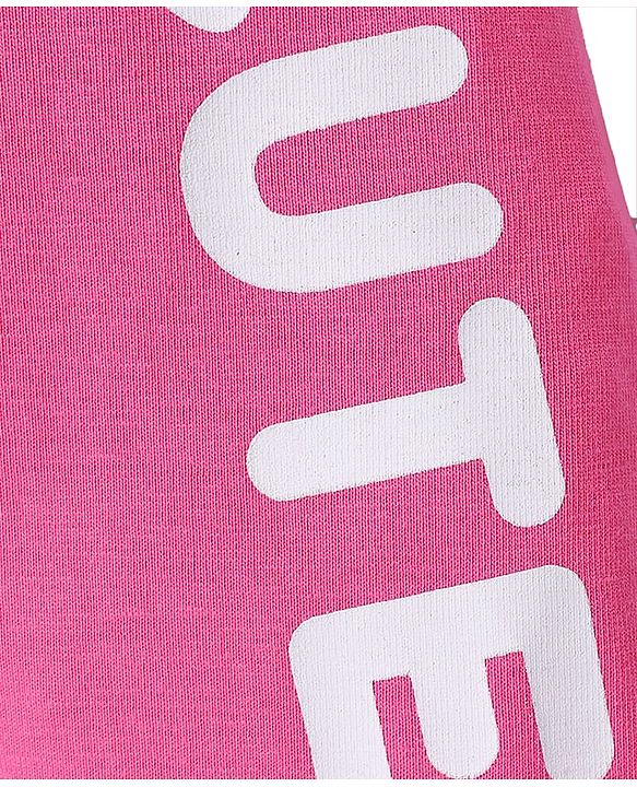 Babyhug Single Jersey Knit Full Length Lounge Pant With Polka Dots & Text Print Pack Of 2 - Pink & Navy Blue