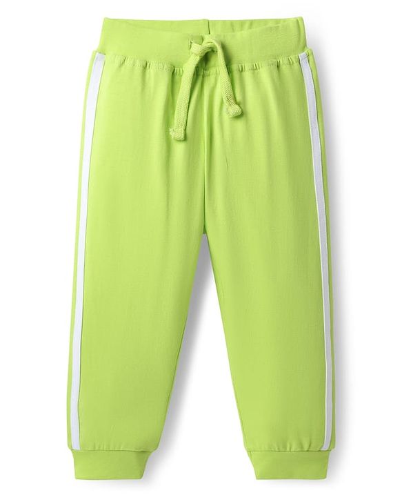 Babyhug Single Jersey Knit Lounge Pant Wit Dino Print & Tape Detailing Pack Of 2 - Blue & Light Green